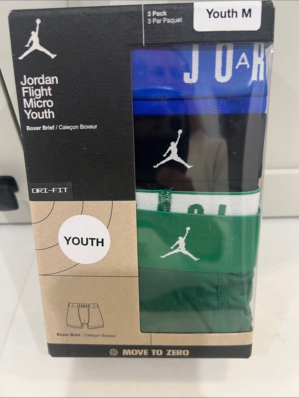 Jordan Youth Boxer Briefs - Blue, Black, Green (3-Pack)